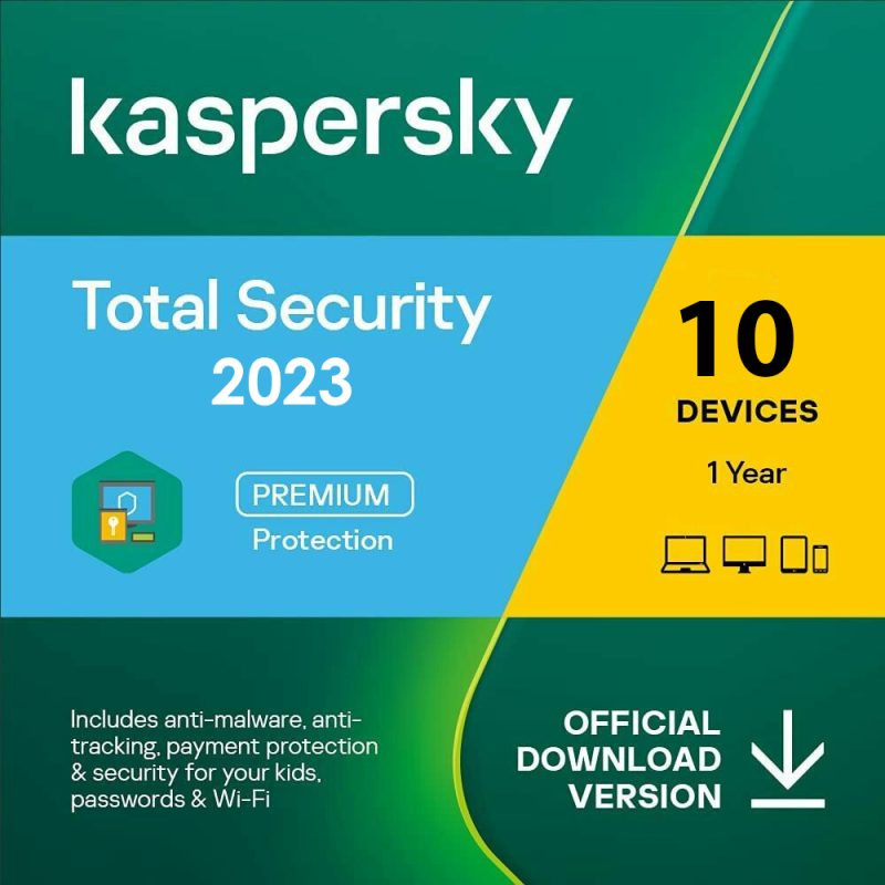 Kaspersky Total Security 2023 – 10 Geräte 1 Jahr - Elektronische Lizenz (ESD)