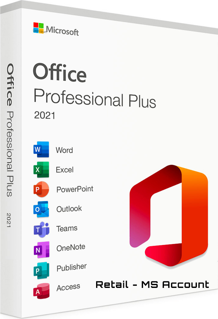 Microsoft Office Professional Plus 2021 - Retail - MS Account - Με δυνατότητα επανενεργοποίησης-μεταφοράς σε άλλον υπολογιστή